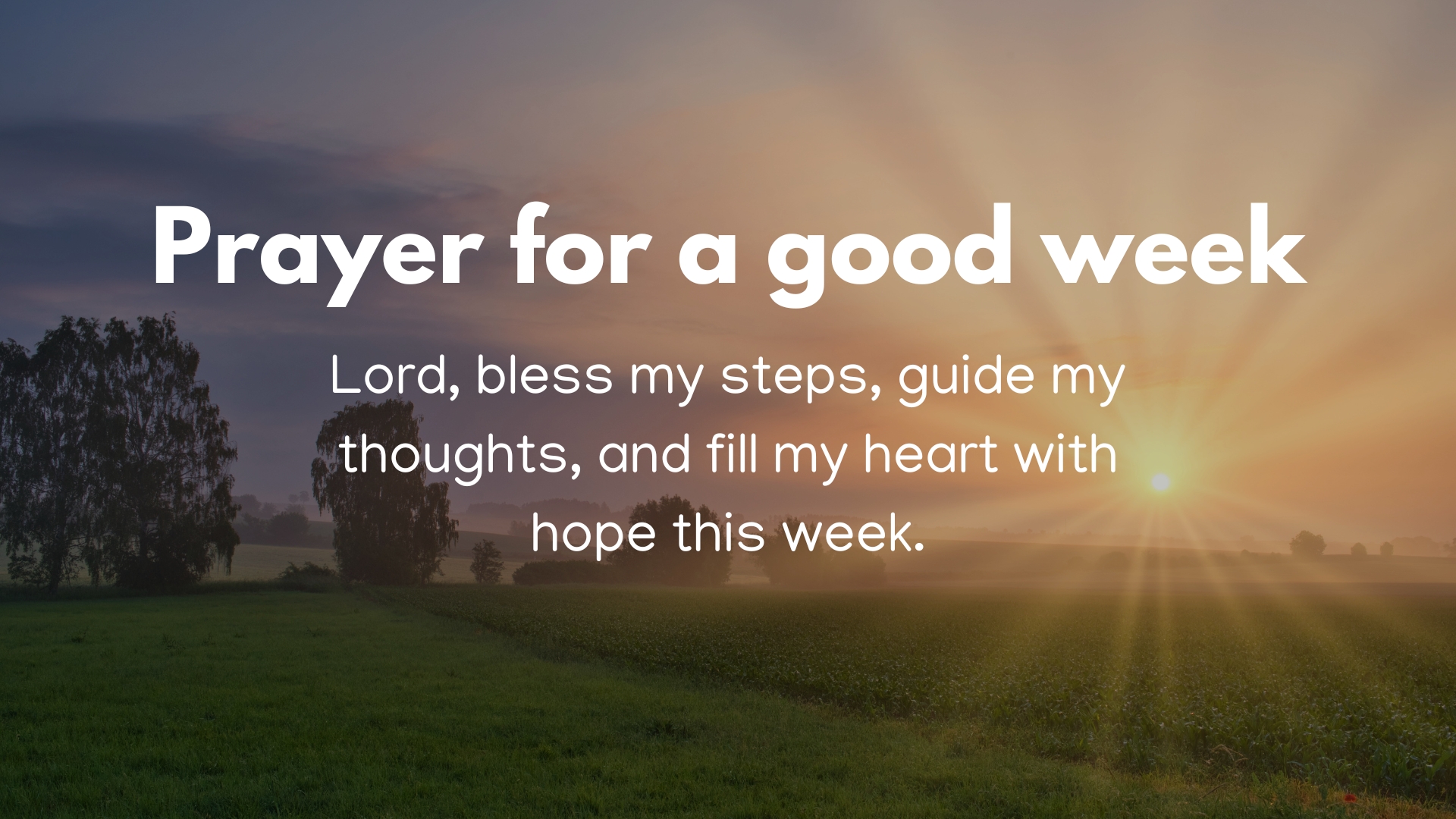 Lord, bless my steps, guide my thoughts, and fill my heart with hope this week.